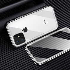 Handyhülle Hülle Luxus Aluminium Metall Rahmen Spiegel 360 Grad Tasche M03 für Apple iPhone 11 Pro Weiß