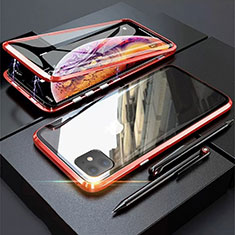 Handyhülle Hülle Luxus Aluminium Metall Rahmen Spiegel 360 Grad Tasche M03 für Apple iPhone 11 Rot