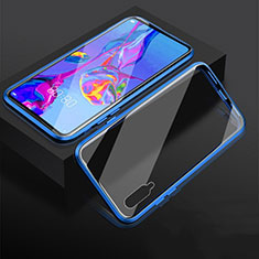 Handyhülle Hülle Luxus Aluminium Metall Rahmen Spiegel 360 Grad Tasche M03 für Huawei Y9s Blau