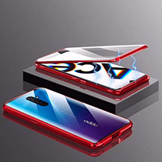 Handyhülle Hülle Luxus Aluminium Metall Rahmen Spiegel 360 Grad Tasche M03 für Realme X2 Pro Rot