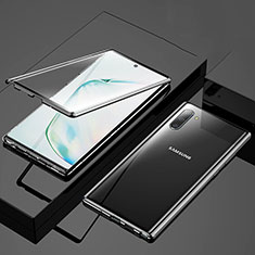 Handyhülle Hülle Luxus Aluminium Metall Rahmen Spiegel 360 Grad Tasche M03 für Samsung Galaxy Note 10 5G Schwarz
