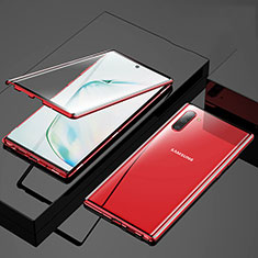 Handyhülle Hülle Luxus Aluminium Metall Rahmen Spiegel 360 Grad Tasche M03 für Samsung Galaxy Note 10 Rot