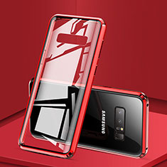 Handyhülle Hülle Luxus Aluminium Metall Rahmen Spiegel 360 Grad Tasche M03 für Samsung Galaxy Note 8 Duos N950F Rot