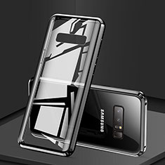 Handyhülle Hülle Luxus Aluminium Metall Rahmen Spiegel 360 Grad Tasche M03 für Samsung Galaxy Note 8 Schwarz