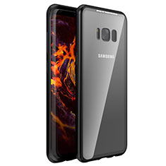 Handyhülle Hülle Luxus Aluminium Metall Rahmen Spiegel 360 Grad Tasche M03 für Samsung Galaxy S8 Schwarz