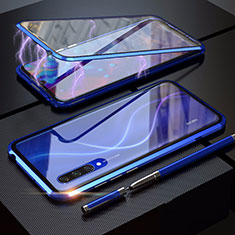 Handyhülle Hülle Luxus Aluminium Metall Rahmen Spiegel 360 Grad Tasche M03 für Xiaomi CC9e Blau
