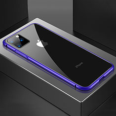 Handyhülle Hülle Luxus Aluminium Metall Rahmen Spiegel 360 Grad Tasche M04 für Apple iPhone 11 Pro Violett