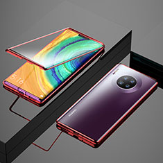 Handyhülle Hülle Luxus Aluminium Metall Rahmen Spiegel 360 Grad Tasche M04 für Huawei Mate 30 Pro Rot