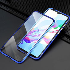 Handyhülle Hülle Luxus Aluminium Metall Rahmen Spiegel 360 Grad Tasche M04 für Oppo A5 (2020) Blau