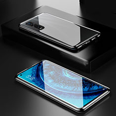 Handyhülle Hülle Luxus Aluminium Metall Rahmen Spiegel 360 Grad Tasche M04 für Oppo Find X2 Pro Schwarz