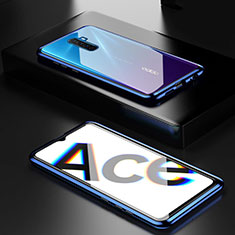 Handyhülle Hülle Luxus Aluminium Metall Rahmen Spiegel 360 Grad Tasche M04 für Realme X2 Pro Blau