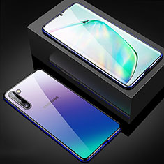 Handyhülle Hülle Luxus Aluminium Metall Rahmen Spiegel 360 Grad Tasche M04 für Samsung Galaxy Note 10 5G Blau