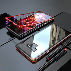 Handyhülle Hülle Luxus Aluminium Metall Rahmen Spiegel 360 Grad Tasche M04 für Samsung Galaxy Note 9 Rot