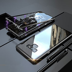 Handyhülle Hülle Luxus Aluminium Metall Rahmen Spiegel 360 Grad Tasche M04 für Samsung Galaxy Note 9 Schwarz