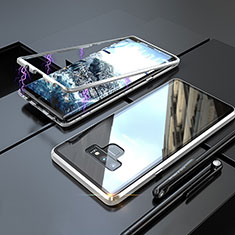 Handyhülle Hülle Luxus Aluminium Metall Rahmen Spiegel 360 Grad Tasche M04 für Samsung Galaxy Note 9 Silber