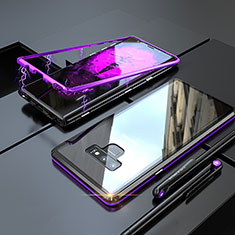 Handyhülle Hülle Luxus Aluminium Metall Rahmen Spiegel 360 Grad Tasche M04 für Samsung Galaxy Note 9 Violett