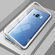 Handyhülle Hülle Luxus Aluminium Metall Rahmen Spiegel 360 Grad Tasche M04 für Samsung Galaxy S8 Plus Silber