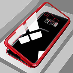 Handyhülle Hülle Luxus Aluminium Metall Rahmen Spiegel 360 Grad Tasche M04 für Samsung Galaxy S8 Rot