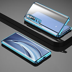 Handyhülle Hülle Luxus Aluminium Metall Rahmen Spiegel 360 Grad Tasche M04 für Xiaomi Mi 10 Pro Blau