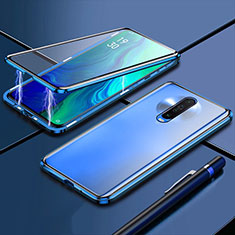 Handyhülle Hülle Luxus Aluminium Metall Rahmen Spiegel 360 Grad Tasche M04 für Xiaomi Poco X2 Blau