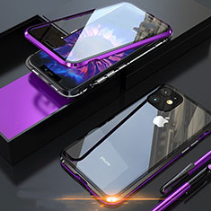 Handyhülle Hülle Luxus Aluminium Metall Rahmen Spiegel 360 Grad Tasche M05 für Apple iPhone 11 Pro Max Violett