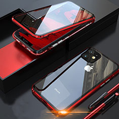 Handyhülle Hülle Luxus Aluminium Metall Rahmen Spiegel 360 Grad Tasche M05 für Apple iPhone 11 Pro Rot