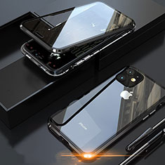 Handyhülle Hülle Luxus Aluminium Metall Rahmen Spiegel 360 Grad Tasche M05 für Apple iPhone 11 Pro Schwarz