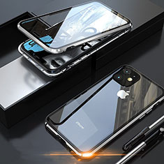 Handyhülle Hülle Luxus Aluminium Metall Rahmen Spiegel 360 Grad Tasche M05 für Apple iPhone 11 Pro Silber