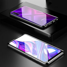 Handyhülle Hülle Luxus Aluminium Metall Rahmen Spiegel 360 Grad Tasche M05 für Huawei Honor 9X Pro Schwarz