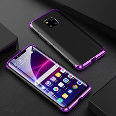 Handyhülle Hülle Luxus Aluminium Metall Rahmen Spiegel 360 Grad Tasche M05 für Huawei Mate 20 Pro Violett