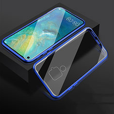 Handyhülle Hülle Luxus Aluminium Metall Rahmen Spiegel 360 Grad Tasche M05 für Huawei Nova 5i Pro Blau
