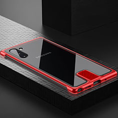 Handyhülle Hülle Luxus Aluminium Metall Rahmen Spiegel 360 Grad Tasche M05 für Samsung Galaxy Note 10 5G Rot