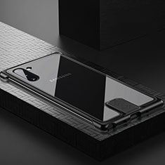 Handyhülle Hülle Luxus Aluminium Metall Rahmen Spiegel 360 Grad Tasche M05 für Samsung Galaxy Note 10 5G Schwarz