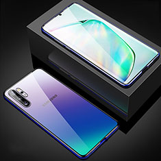 Handyhülle Hülle Luxus Aluminium Metall Rahmen Spiegel 360 Grad Tasche M05 für Samsung Galaxy Note 10 Plus 5G Blau