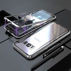 Handyhülle Hülle Luxus Aluminium Metall Rahmen Spiegel 360 Grad Tasche M05 für Samsung Galaxy S8 Plus Silber