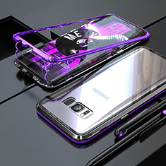 Handyhülle Hülle Luxus Aluminium Metall Rahmen Spiegel 360 Grad Tasche M05 für Samsung Galaxy S8 Violett