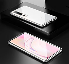 Handyhülle Hülle Luxus Aluminium Metall Rahmen Spiegel 360 Grad Tasche M05 für Xiaomi Mi 10 Pro Silber