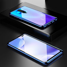 Handyhülle Hülle Luxus Aluminium Metall Rahmen Spiegel 360 Grad Tasche M05 für Xiaomi Poco X2 Blau