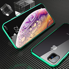 Handyhülle Hülle Luxus Aluminium Metall Rahmen Spiegel 360 Grad Tasche M06 für Apple iPhone 11 Pro Grün