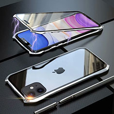 Handyhülle Hülle Luxus Aluminium Metall Rahmen Spiegel 360 Grad Tasche M06 für Apple iPhone 11 Silber