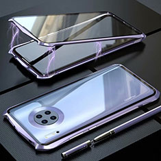 Handyhülle Hülle Luxus Aluminium Metall Rahmen Spiegel 360 Grad Tasche M06 für Huawei Mate 30 5G Violett