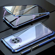 Handyhülle Hülle Luxus Aluminium Metall Rahmen Spiegel 360 Grad Tasche M06 für Huawei Mate 30E Pro 5G Blau