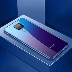 Handyhülle Hülle Luxus Aluminium Metall Rahmen Spiegel 360 Grad Tasche M06 für Huawei Nova 5i Pro Blau