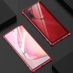 Handyhülle Hülle Luxus Aluminium Metall Rahmen Spiegel 360 Grad Tasche M06 für Samsung Galaxy Note 10 5G Rot