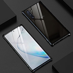 Handyhülle Hülle Luxus Aluminium Metall Rahmen Spiegel 360 Grad Tasche M06 für Samsung Galaxy Note 10 Schwarz