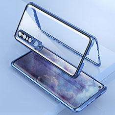Handyhülle Hülle Luxus Aluminium Metall Rahmen Spiegel 360 Grad Tasche M06 für Xiaomi Mi 10 Pro Blau