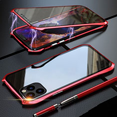 Handyhülle Hülle Luxus Aluminium Metall Rahmen Spiegel 360 Grad Tasche M07 für Apple iPhone 11 Pro Rot