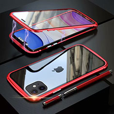 Handyhülle Hülle Luxus Aluminium Metall Rahmen Spiegel 360 Grad Tasche M07 für Apple iPhone 11 Rot