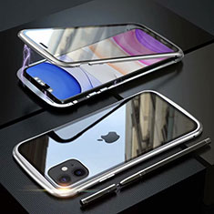 Handyhülle Hülle Luxus Aluminium Metall Rahmen Spiegel 360 Grad Tasche M07 für Apple iPhone 11 Silber