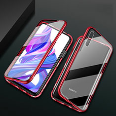 Handyhülle Hülle Luxus Aluminium Metall Rahmen Spiegel 360 Grad Tasche M07 für Huawei Honor 9X Pro Rot